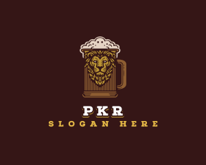 Lion Beer Mug logo design