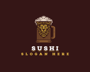 Lion Beer Mug logo design