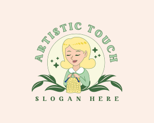 Female Crafter Knitting logo design