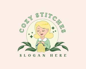 Knitting - Female Crafter Knitting logo design