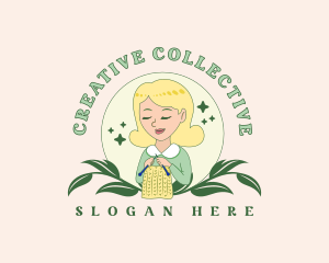 Female Crafter Knitting logo design