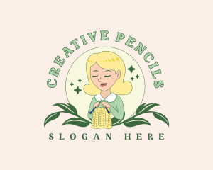 Female Crafter Knitting logo design