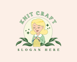 Female Crafter Knitting logo design