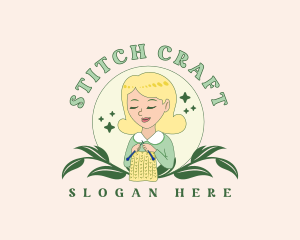 Crocheting - Female Crafter Knitting logo design