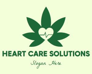 Heart Pulse Weed logo design