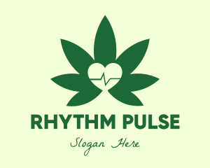 Pulsation - Heart Pulse Weed logo design