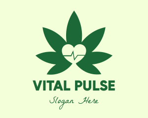 Pulsation - Heart Pulse Weed logo design