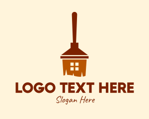 Sweeping - Brown Home Broomstick logo design