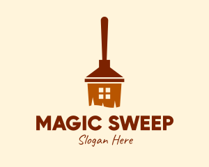 Brown Home Broomstick logo design