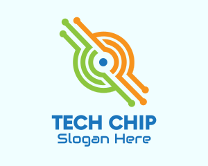 Round Microchip Tech  logo design