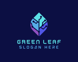 Circuit Technology Leaf logo design