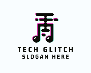 Glitch - Glitch Music Note logo design