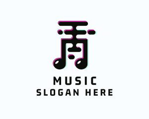 Glitch Music Note  logo design