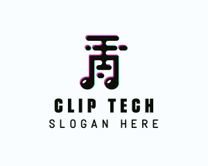 Glitch Music Note  logo design