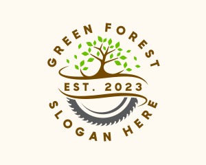 Woods - Forest Wood Lumber Saw logo design