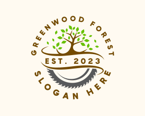 Forest Wood Lumber Saw logo design