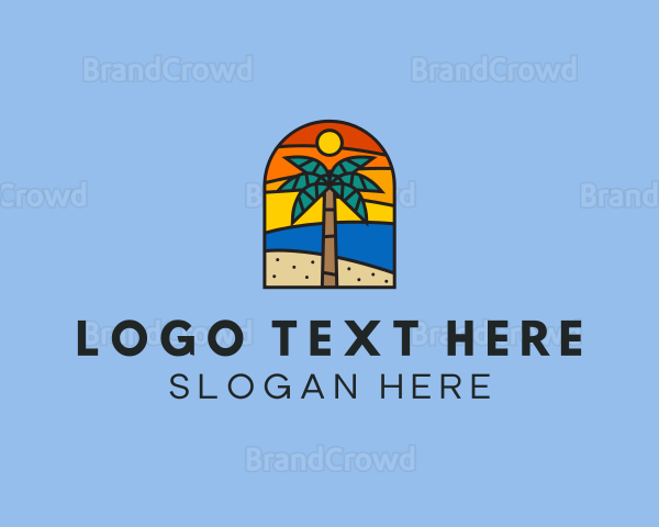 Beach Palm Tree Summer Logo