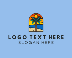 Holiday - Beach Palm Tree Summer logo design
