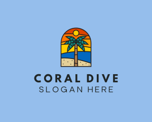 Snorkeling - Beach Palm Tree Summer logo design