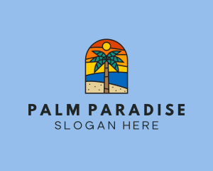 Beach Palm Tree Summer logo design