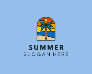 Beach Palm Tree Summer logo design