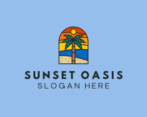 Beach Palm Tree Summer logo design