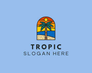 Beach Palm Tree Summer logo design