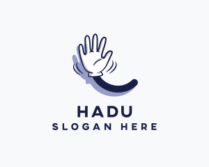 Cartoon Hand Wave Sign Logo
