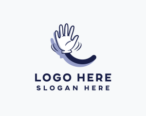 Cartoon Hand Wave Sign Logo