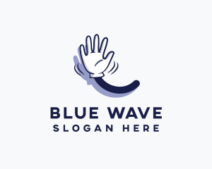 Cartoon Hand Wave Sign logo design