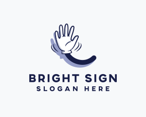 Sign - Cartoon Hand Wave Sign logo design