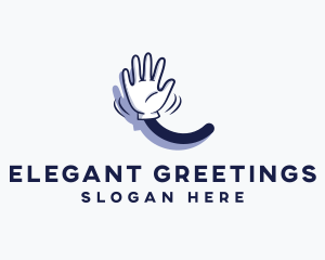 Cartoon Hand Wave Sign logo design