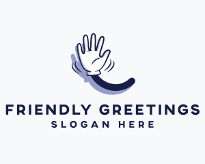 Greeting - Cartoon Hand Wave Sign logo design