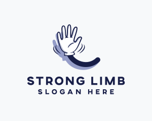 Cartoon Hand Wave Sign logo design