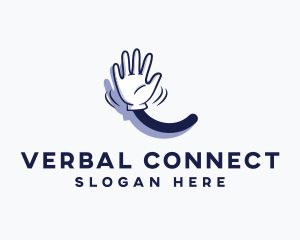 Language - Cartoon Hand Wave Sign logo design