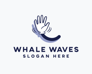 Cartoon Hand Wave Sign logo design