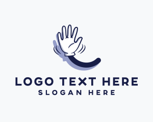 Language - Cartoon Hand Wave Sign logo design