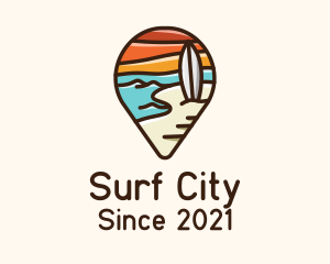 Beachside Location Surf Board logo design