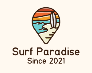 Beachside Location Surf Board logo design