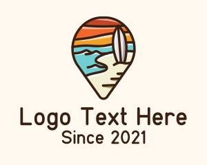 Travel - Beachside Location Surf Board logo design