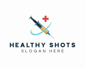 Medical Syringe Vaccine logo design