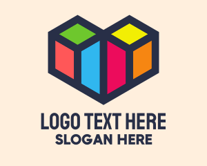 Lovely - Colorful Geometric Heart logo design