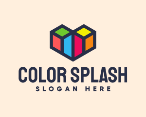 Colorful Geometric Heart logo design