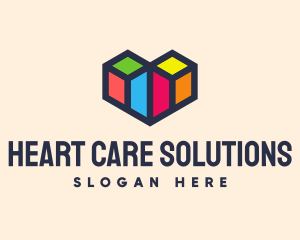 Colorful Geometric Heart logo design