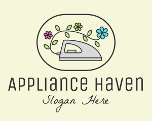 Flower Vine Flat Iron logo design