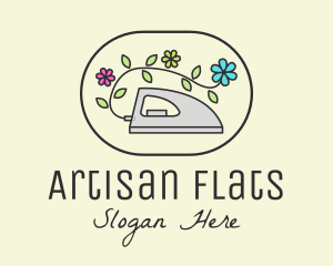 Flower Vine Flat Iron logo design