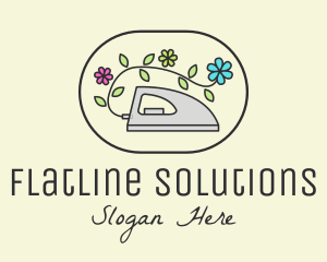 Flower Vine Flat Iron logo design