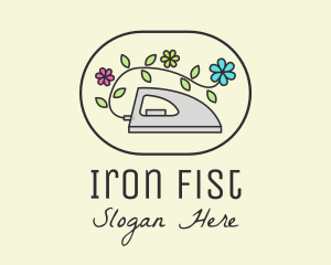 Flower Vine Flat Iron logo design