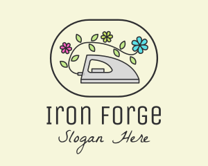 Flower Vine Flat Iron logo design