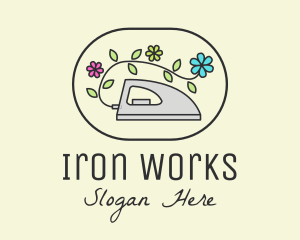 Iron - Flower Vine Flat Iron logo design